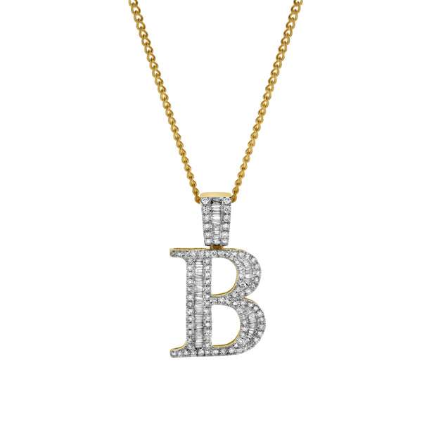 LuvMyJewelry B Initial Diamond Pendant 10K Yellow Gold - 0.75 Carats