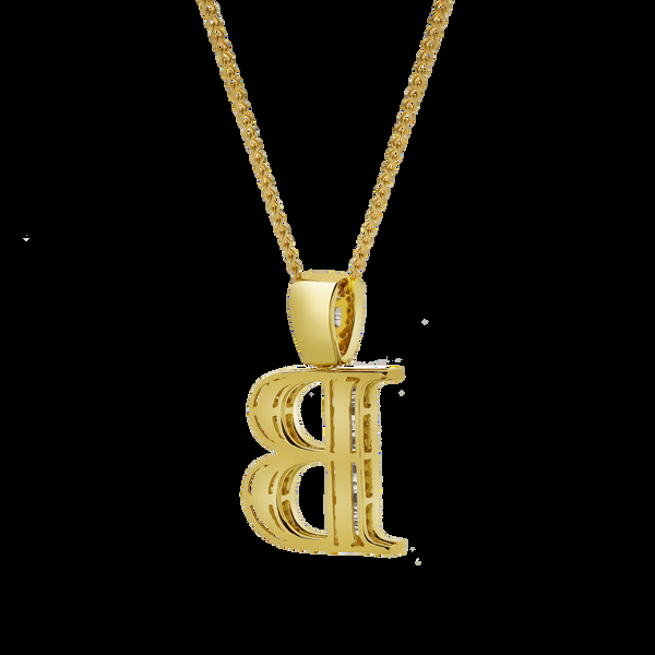 LuvMyJewelry B Initial Diamond Pendant 10K Yellow Gold - 0.75 Carats