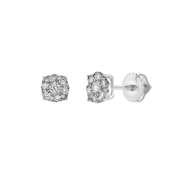 LuvMyJewelry Ballmore 10K White Gold Diamond Unisex Earrings - 0.27 Cts