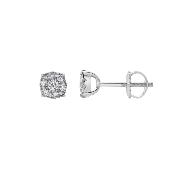 LuvMyJewelry Ballmore 10K White Gold Diamond Unisex Earrings - 0.27 Cts