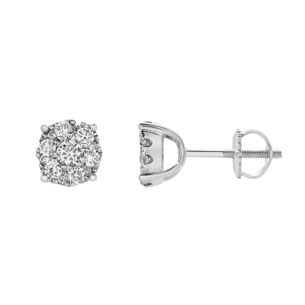 LuvMyJewelry Ballmore 10K White Gold Diamond Unisex Earrings - 0.34 Cts