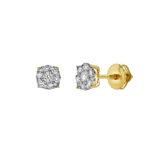 LuvMyJewelry Ballmore 10K Yellow Gold Diamond Unisex Earrings - 0.27 Cts