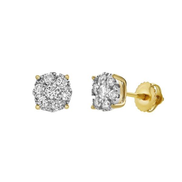 LuvMyJewelry Ballmore 10K Yellow Gold Diamond Unisex Earrings - 0.34 Cts