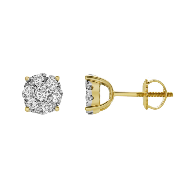 LuvMyJewelry Ballmore 10K Yellow Gold Diamond Unisex Earrings - 0.34 Cts