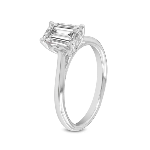 LuvMyJewelry Baroness 14K White Gold Emerald Cut Lab Grown Diamond Engagement Ring - 1.52 Ctw