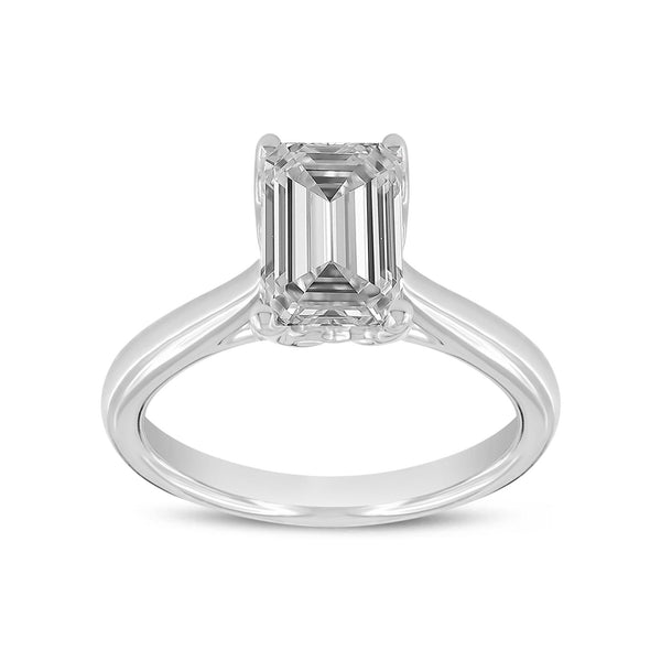 LuvMyJewelry Baroness 14K White Gold Emerald Cut Lab Grown Diamond Engagement Ring - 1.52 ctw