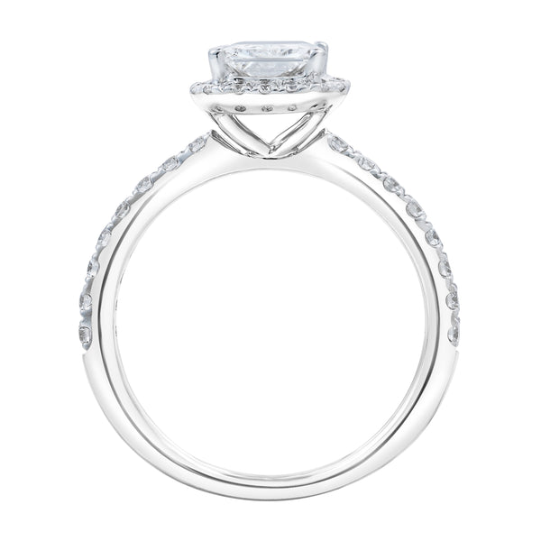 LuvMyJewelry Basma 14K White Gold Radiant Cut Lab Grown Diamond Halo Engagement Ring - 2 Ct