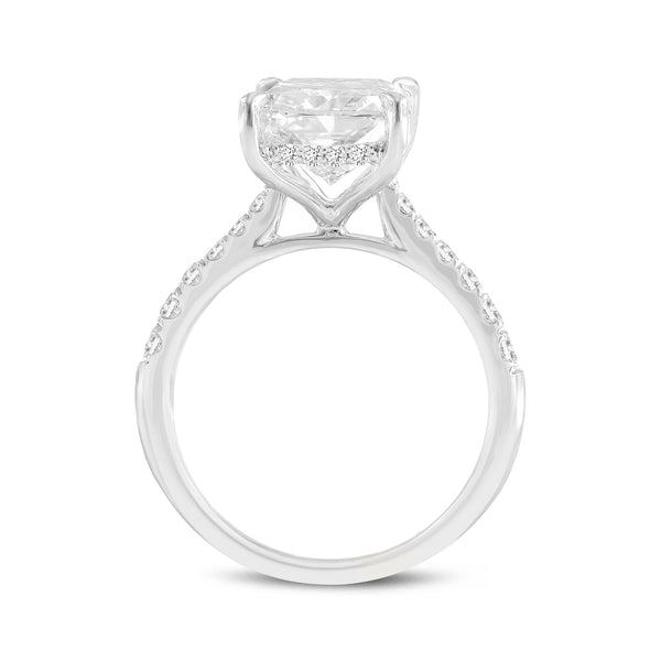 LuvMyJewelry Bayan 14K White Gold Radiant Cut Lab Grown Diamond Hidden Halo Engagement Ring - 5.5 Ct