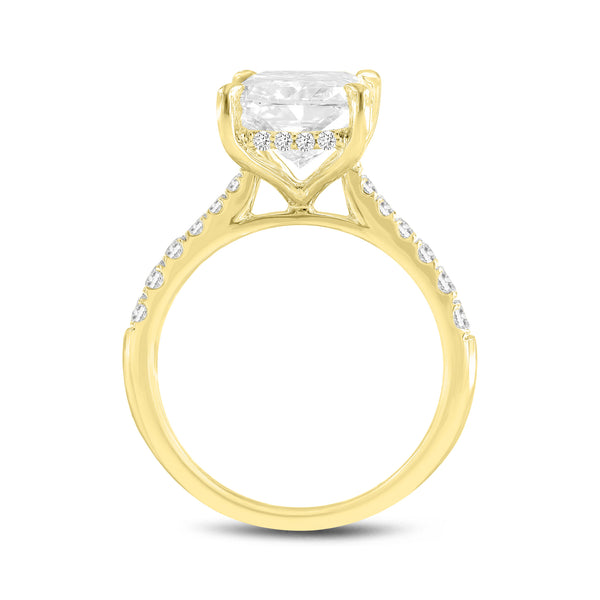 LuvMyJewelry Bayan 14K Yellow Gold Radiant Cut Lab Grown Diamond Hidden Halo Engagement Ring - 5.5 Ct