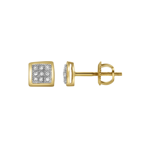 LuvMyJewelry Beamz Diamond 0.05 Ct. Tw.10K Yellow Gold Earrings
