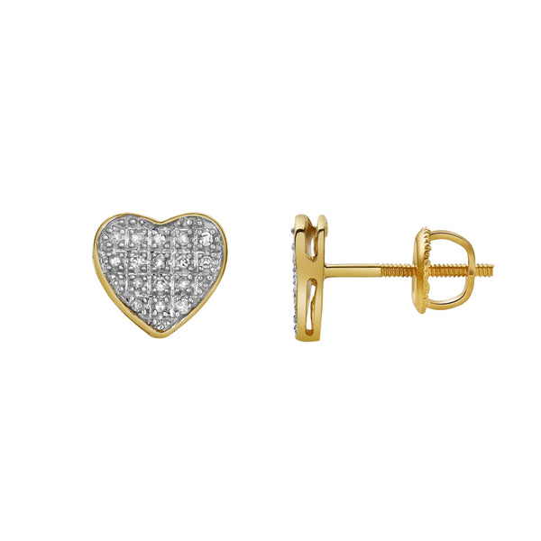 LuvMyJewelry Beat 10K Yellow Gold Cluster Diamond Unisex Earrings - 0.09 Cts