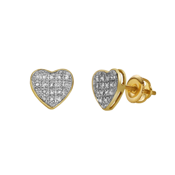LuvMyJewelry Beat 10K Yellow Gold Cluster Diamond Unisex Earrings - 0.09 Cts