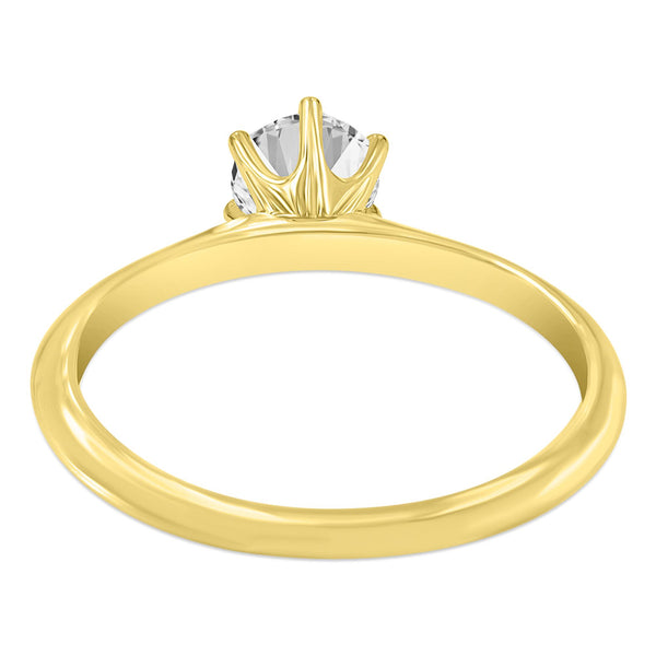 LuvMyJewelry Belle 14K Yellow Gold Round Cut Lab Grown Round Diamond Solitaire Engagement Ring - 1.01 Ct