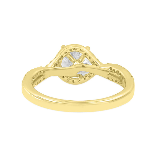 LuvMyJewelry Bijou 14K Yellow Gold Round Cut Lab Grown Diamond Halo Engagement Ring - 2.25 Ct
