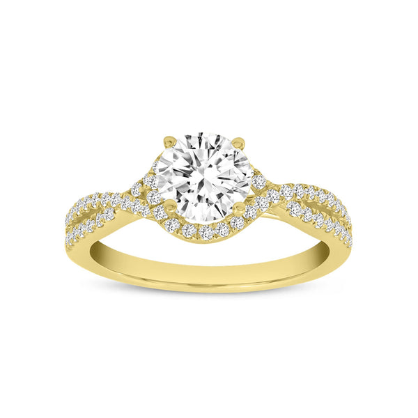 LuvMyJewelry Bijou 14K Yellow Gold Round Cut Lab Grown Diamond Halo Engagement Ring - 2.25 Ct