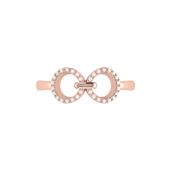 LuvMyJewelry Binoculars Infinity Diamond Ring In 14K Rose Gold Vermeil On Sterling Silver