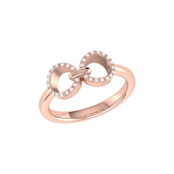 LuvMyJewelry Binoculars Infinity Diamond Ring in 14K Rose Gold Vermeil on Sterling Silver