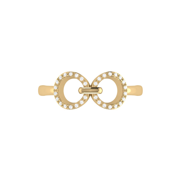 LuvMyJewelry Binoculars Infinity Diamond Ring In 14K Yellow Gold Vermeil On Sterling Silver