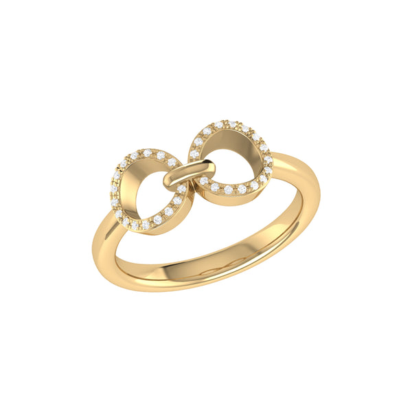 LuvMyJewelry Binoculars Infinity Diamond Ring in 14K Yellow Gold Vermeil on Sterling Silver