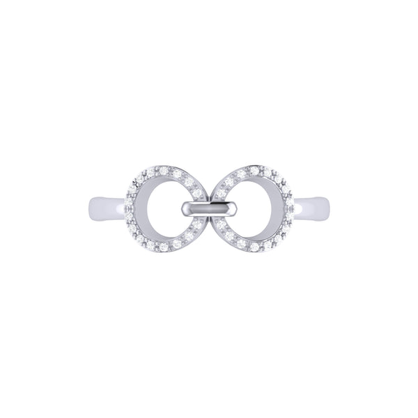 LuvMyJewelry Binoculars Infinity Diamond Ring In Sterling Silver