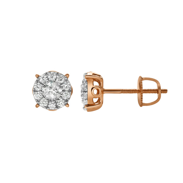 LuvMyJewelry Blazers 14K Rose Gold Diamond Stud Earrings - 0.48ct