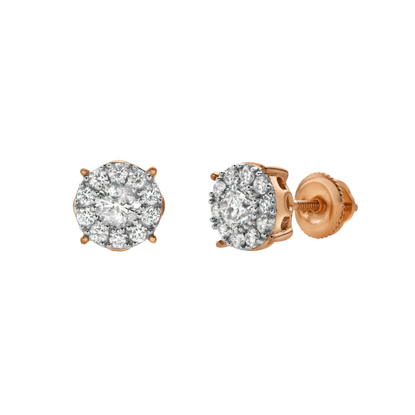 LuvMyJewelry Blazers 14K Rose Gold Diamond Stud Earrings - 0.48ct