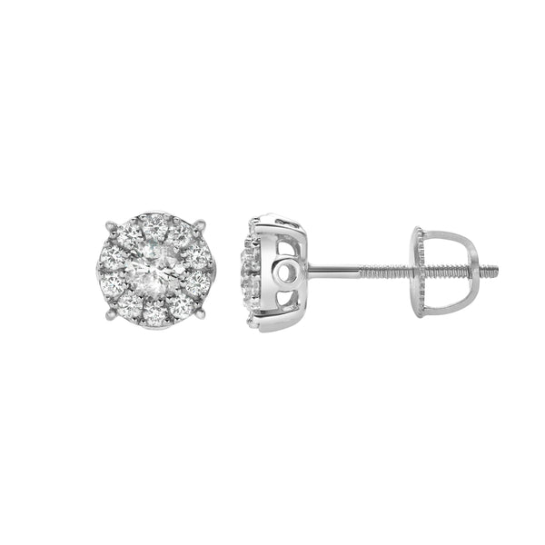 LuvMyJewelry Blazers 14K White Gold Diamond Stud Earrings - 0.48ct