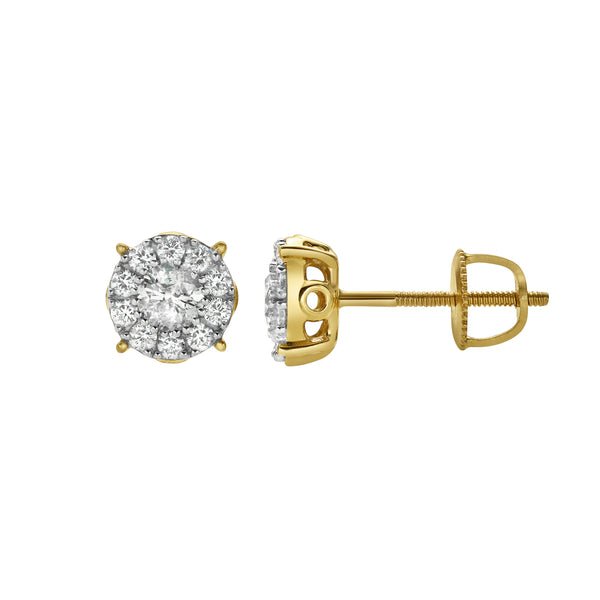 LuvMyJewelry Blazers 14K Yellow Gold Diamond Stud Earrings - 0.48ct