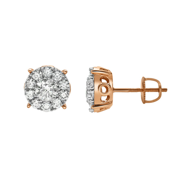 LuvMyJewelry Blazers M 14K Rose Gold Diamond Stud Earrings - 0.35ct