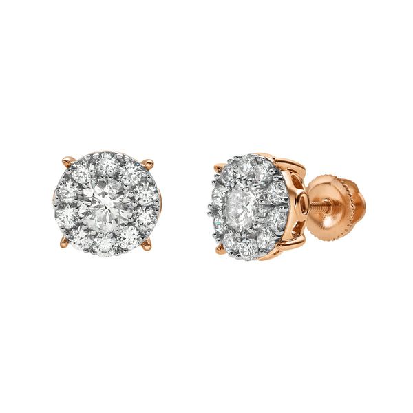 LuvMyJewelry Blazers M 14K Rose Gold Diamond Stud Earrings - 0.35ct