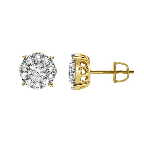LuvMyJewelry Blazers Prime 14K Yellow Gold Diamond Stud Earrings - 1.11ct