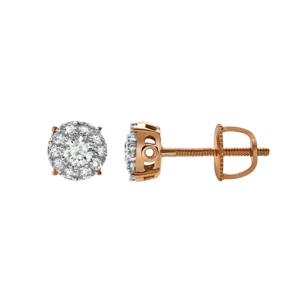 LuvMyJewelry Blazers S 14K Rose Gold Diamond Stud Earrings - 0.25ct