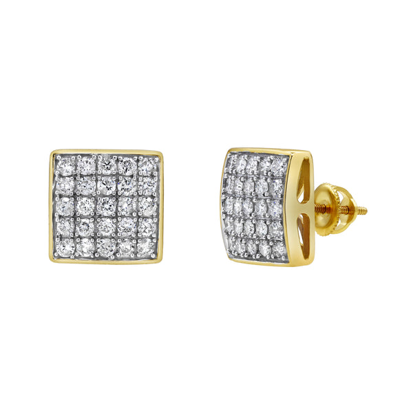 LuvMyJewelry Block Beat Diamond 1.00 ct. tw. 14K Yellow Gold Earrings