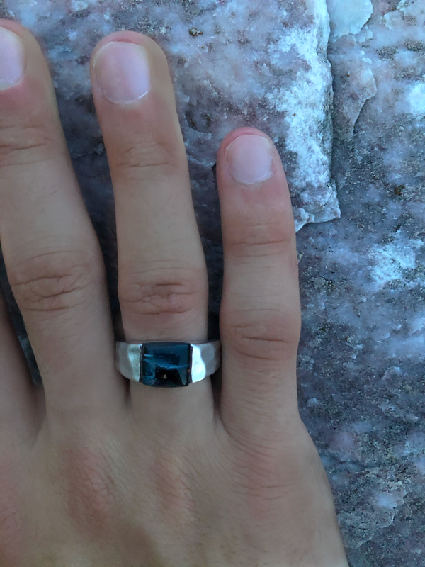 LuvMyJewelry Blue Pietersite Stone Hammered Texture Signet Ring In Sterling Silver