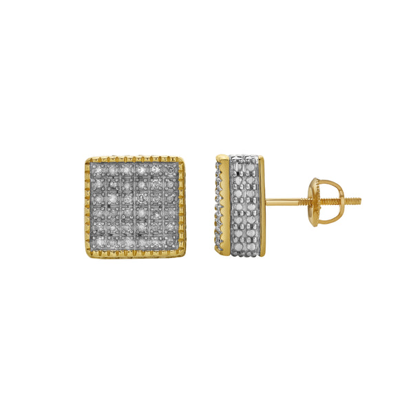 LuvMyJewelry Borboleta 10K Yellow Gold Diamond Unisex Earrings - 0.31 Cts