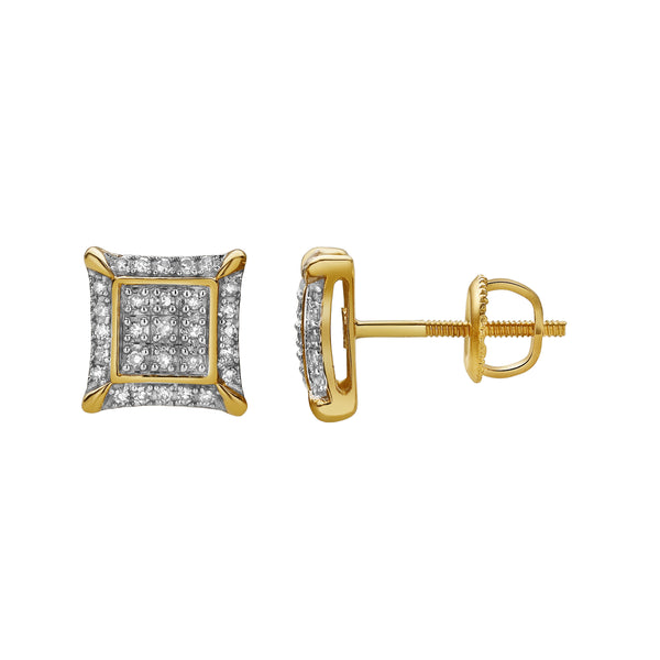 LuvMyJewelry Borrifar 10K Yellow Gold Diamond Unisex Earrings - 0.14 Cts