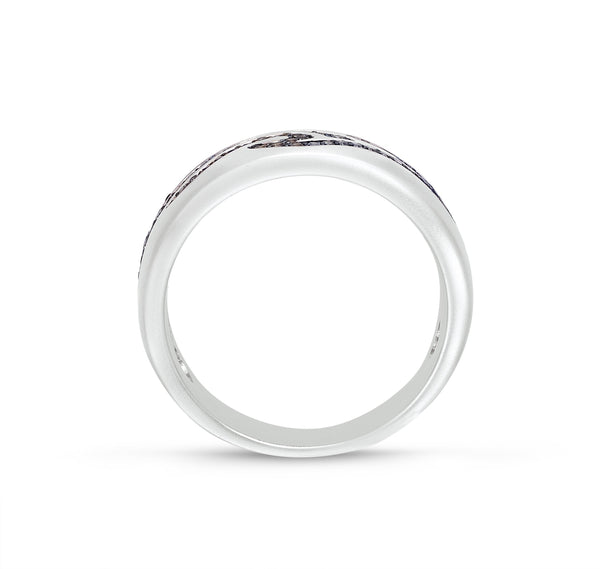 LuvMyJewelry Breaking Waves Sterling Silver Blue Sapphire & Topaz Stone Band Ring