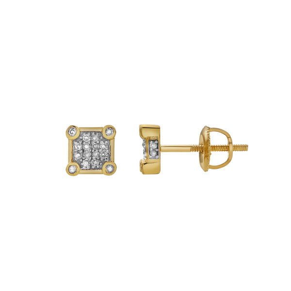 LuvMyJewelry Brincadeira 10K Yellow Gold Diamond Unisex Earrings - 0.14 Cts