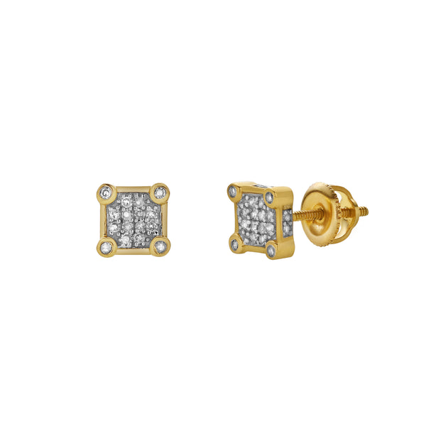 LuvMyJewelry Brincadeira 10K Yellow Gold Diamond Unisex Earrings - 0.14 Cts