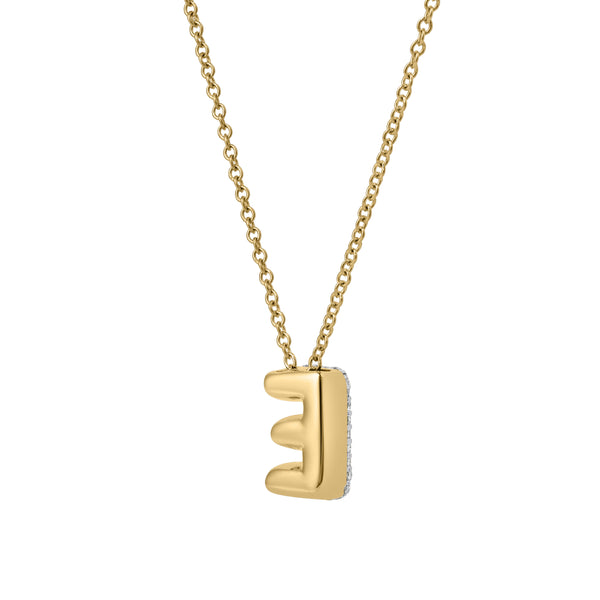 LuvMyJewelry Bubble Initial Diamond Letter Pendant In 14K Gold – E