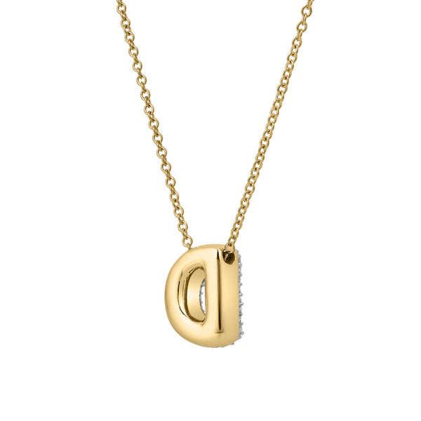 LuvMyJewelry Bubble Initial Diamond Letter Pendant In 14K Gold – D