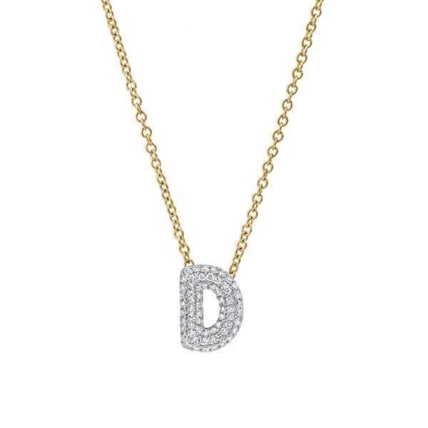 LuvMyJewelry Bubble Initial Diamond Letter Pendant in 14K Gold – D