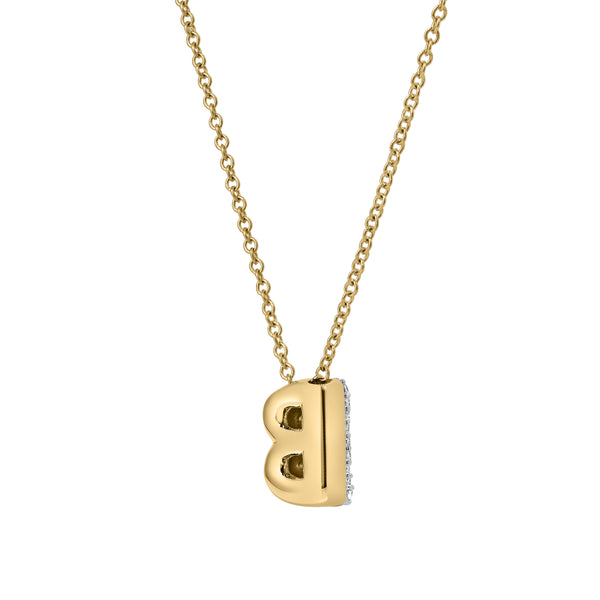 LuvMyJewelry Bubble Initial Diamond Letter Pendant In 14K Gold – B