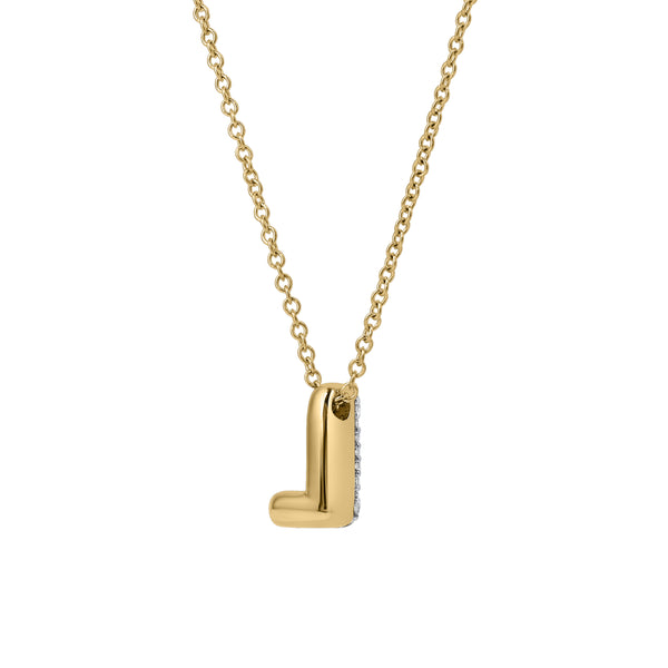 LuvMyJewelry Bubble Initial Diamond Letter Pendant In 14K Gold – L