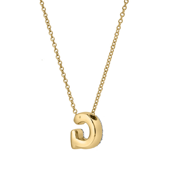 LuvMyJewelry Bubble Initial Diamond Letter Pendant In 14K Gold – G