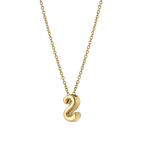 LuvMyJewelry Bubble Initial Diamond Letter Pendant In 14K Gold – S