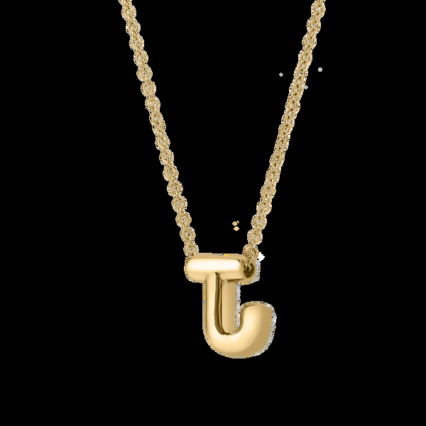 LuvMyJewelry Bubble Initial Diamond Letter Pendant In 14K Yellow Gold - J