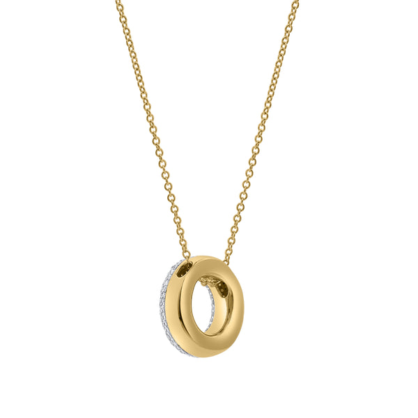 LuvMyJewelry Bubble Initial Diamond Letter Pendant In 14K Yellow Gold Big - O