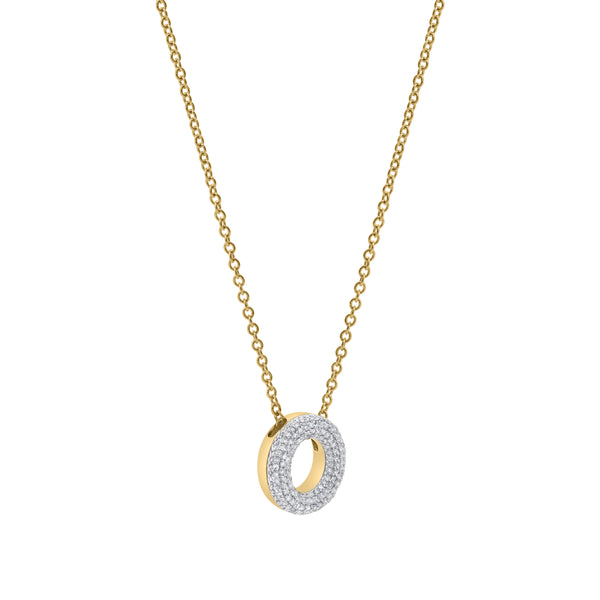 LuvMyJewelry Bubble Initial Diamond Letter Pendant In 14K Yellow Gold - O