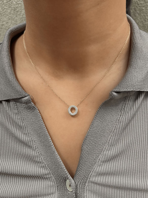 LuvMyJewelry Bubble Initial Diamond Letter Pendant In 14K Yellow Gold - O